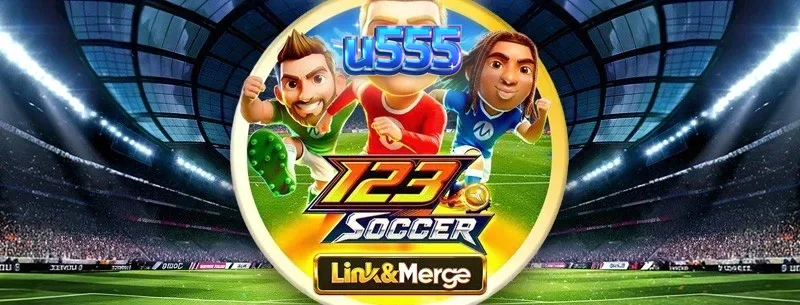 Interface do jogo 123 Soccer Link&Merge com elementos de futebol